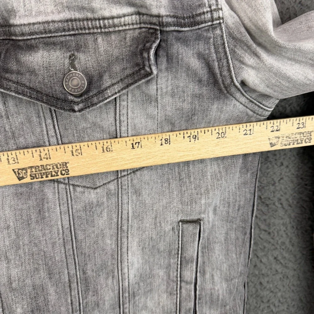 Express Mens Denim Trucker Jacket Medium Light Gray Acid Wash Cotton Blend